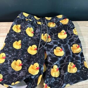 Neff Black Swim Trunks with Yellow Duck Print
